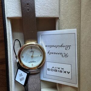 Akribos XXIV Women's Gold and Tan Watch